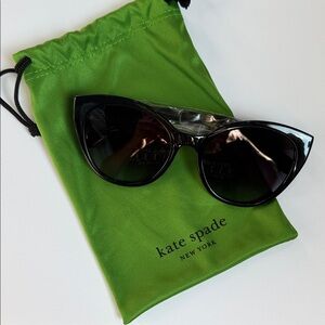 Kate Spade Black Cat-Eye sunglasses  with Green Pouch